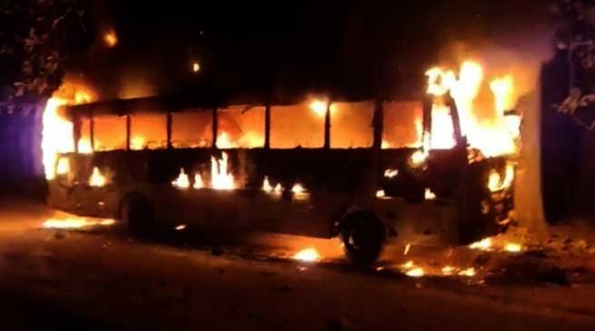 Assam: Miscreants torch BJP leader’s bus in Morigaon