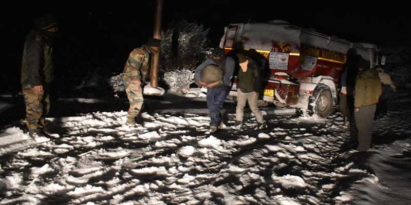Sikkim: Indian Army evacuates truck drivers stranded in snow
