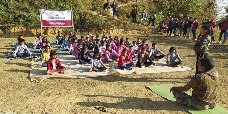 Manipur:  Assam Rifles organises Yoga camp for village children