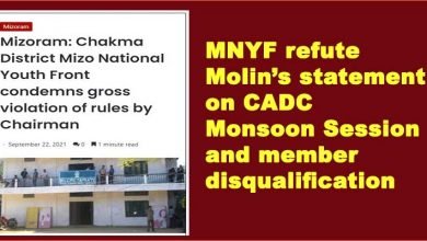 Mizoram:  MNYF refute Molin’s statement on CADC Monsoon Session and member disqualification