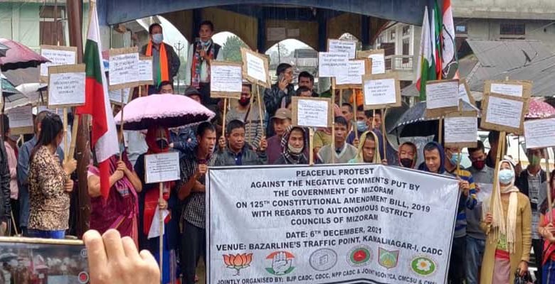 Protest against Mizoram Govt.’s comments on proposed Sixth Schedule Amendment