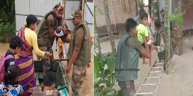 Assam: Men in Uniform provide helping hand to Flood effected people