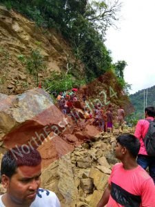 Assam: Massive land slide on Shillong-Silchar NH-44