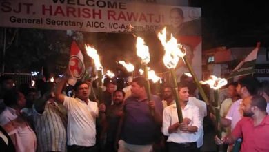 Assam Congress takes out torch light rally against rising fuel prices