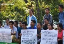 Manipur University students protest against acting VC’s remarks