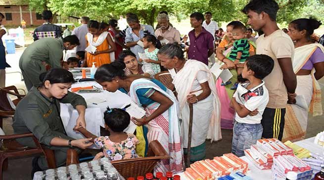Assam: Air Force conducts Medical camp for Flood affected villagers