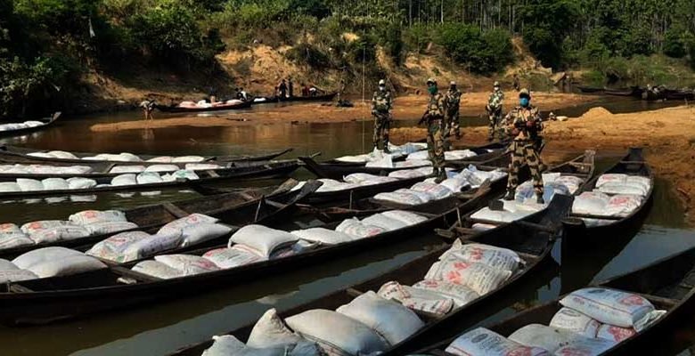 Meghalaya: BSF seized 58 wooden boats with 45,000 kgs of Dry pea