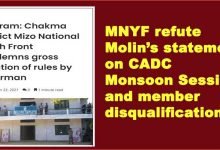 Mizoram: MNYF refute Molin’s statement on CADC Monsoon Session and member disqualification