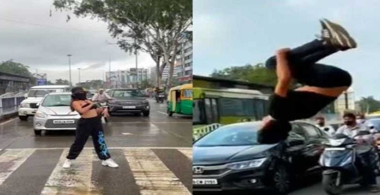 After a Model danced, Now Boy performed STUNT at traffic signal in Indore, video goes viral