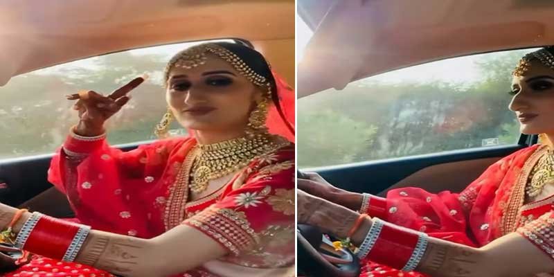 Viral Video of Desi bride drives to wedding venue, netizen said “Beautiful bride,”