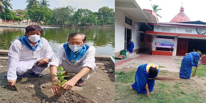 Assam: Sri Sathya Sai Seva Samithi cleanliness and tree plantation at Ugratara Devalaya