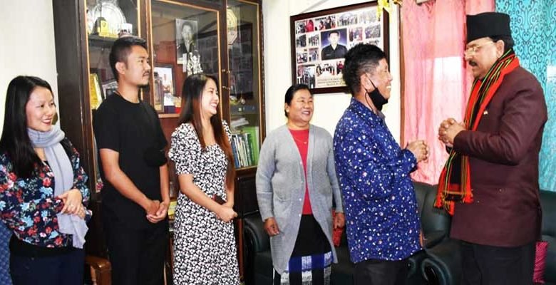 Nagaland- MoS Defence visits family of late Capt N Kenguruse, MVC at Kohima