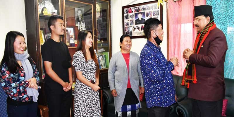 Nagaland- MoS Defence visits family of late Capt N Kenguruse, MVC at Kohima