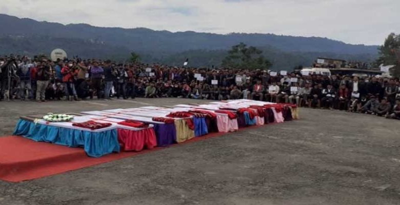 KOHIMA-   The  funeral service  for civilians “mistakenly” killed by security forces at Oting village in Mon district of Nagaland held amid intense security