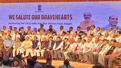 Raksha Mantri Rajnath Singh felicitates 1971 war veterans in Assam