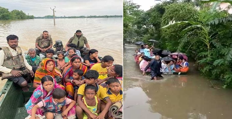 Assam: Men in Uniform provide helping hand to Flood effected people