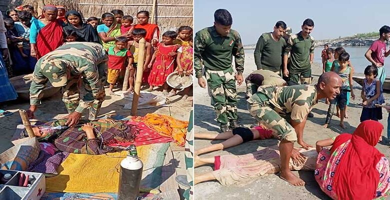 Assam: BSF rescued a woman, 4 children drowning in Brahmaputra