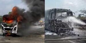 Assam: Passenger Bus Burnt to Ashes in Nalbari