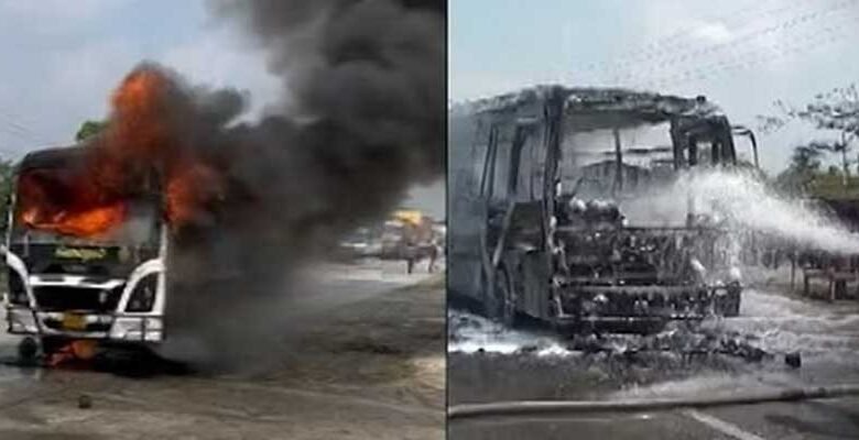 Assam: Passenger Bus Burnt to Ashes in Nalbari