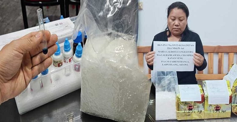 Mizoram Police apprehends a woman with drugs worth over Rs 10 Cr in Aizawl