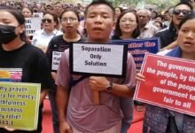 Protest at Jantar Mantar, demanding restoration of peace in violence-hit Manipur