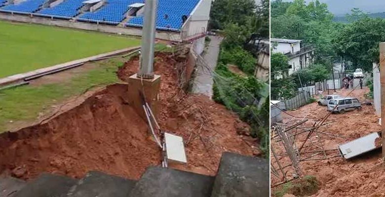 Meghalaya: Retaining Wall of PA Sangma stadium collapses
