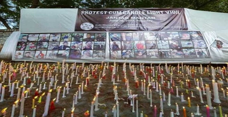 Candlelight vigil by Kuki women in Jantar Mantar for those killed in Manipur violence