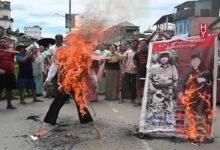 Manipur: people Protest against Mizoram CM Zoramthanga in Imphal