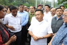 JORETHANG - Chief Minister PS Golay on Saturday visited and inspected the areas  that has been affected by rain and flash floods in Jorethang.