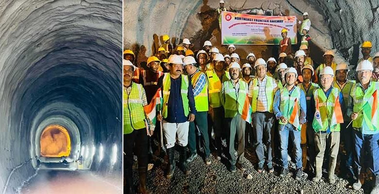Nagaland: NF Railway achieved Breakthrough in Tunnel no. 15 of Dimapur – Kohima New Rail Project