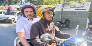 Mizoram: Rahul Gandhi rides pillion on scooter taxi in Aizawl hails traffic discipline