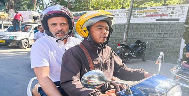 Mizoram: Rahul Gandhi rides pillion on scooter taxi in Aizawl hails traffic discipline