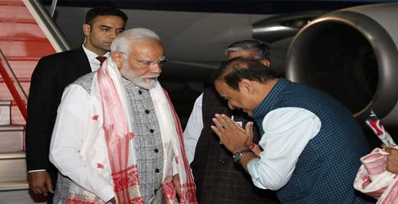 PM Modi arrives in Assam on two-day trip to unveil projects worth Rs 11600 Cr on Sunday