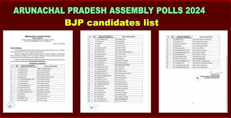 BJP declares candidates for all 60 seats of Arunachal Pradesh Assembly Polls 2024