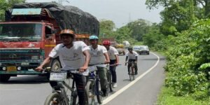 Assam: Cyclists cover 160 km from Kaziranga to Orang on conservation outreach