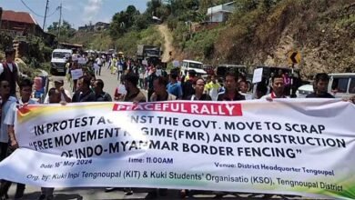 Manipur: KIT, KSO organise rally against Centr’s decision to scrap FMR and India-Myanmar Border Fencing