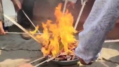 Mizoram: Pig farmers protest by burning imported frozen pork in Aizawl