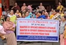 Manipur: Women vendors stage protest, demand discussion in Parliament on Manipur crisis