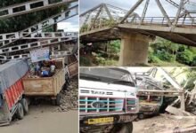 Assam: Bridge Collapse in Cachar, 2 Trucks stuck, Communication disrupted