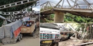 Assam: Bridge Collapse in Cachar, 2 Trucks stuck, Communication disrupted