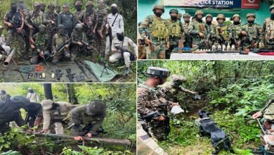 IMPHAL- Security forces in Manipur recovers huge cache of Arms and Ammunitions from different locations on Monday.