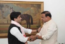 NEW DELHI-  Chief Minister of Assam, Dr. Himanta Biswa Sarma met Union Minister for Development of North Eastern Region (DoNER), Jyotiraditya M. Scindia at his official residence here on Tuesday.