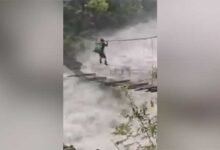 VIRAL VIDEO- Arunachal Villager Risks Life on Damaged Suspension Bridge