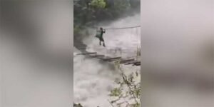 VIRAL VIDEO- Arunachal Villager Risks Life on Damaged Suspension Bridge