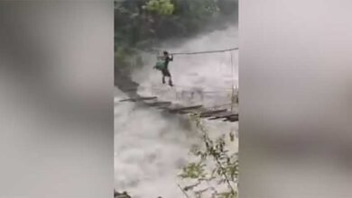 VIRAL VIDEO- Arunachal Villager Risks Life on Damaged Suspension Bridge
