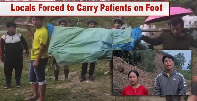 Viral Video- No Ambulance, No Access: Villagers Trek with Patients in Arunachal