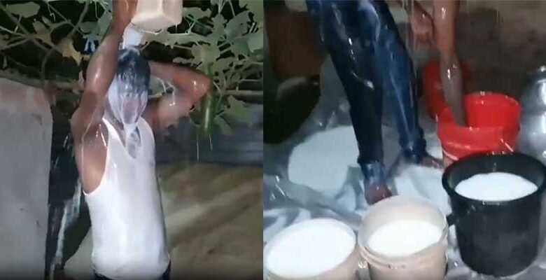 Viral Video: Man Celebrates Divorce with 40-Litre Milk Bath in Assam’s Nalbari