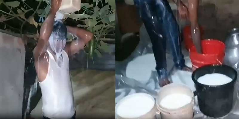 Viral Video: Man Celebrates Divorce with 40-Litre Milk Bath in Assam’s Nalbari