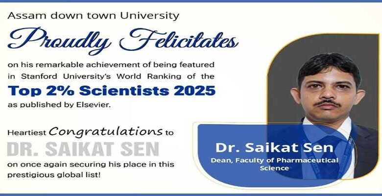 AdtU’s Dr. Saikat Sen Ranked Among World’s Top 2% Scientists by Stanford & Elsevier