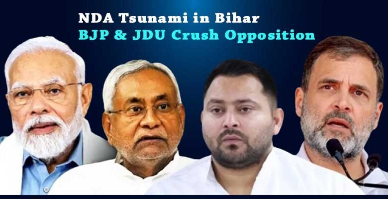NDA Tsunami in Bihar: BJP & JDU Crush Opposition, Nitish Eyes 5th Term CM!